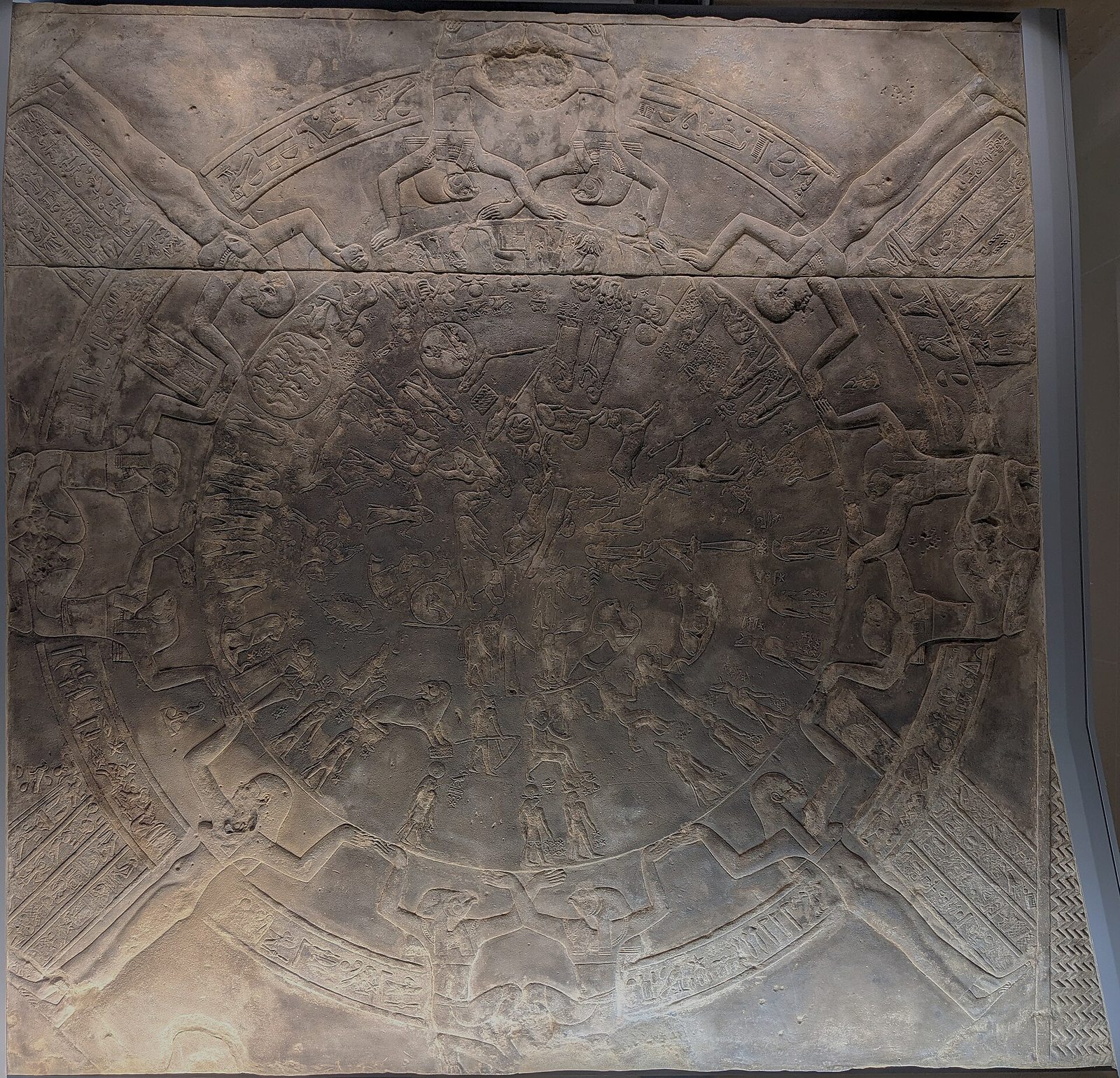 Dendera zodiac carved in a circular astronomical relief